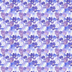 Watercolor pansy flowers. Blue and violet pansies, lavender vintage farmhouse XS