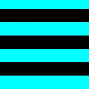 Large Cyan Awning Stripe Pattern Horizontal in Black