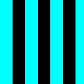 Large Cyan Awning Stripe Pattern Vertical in Black