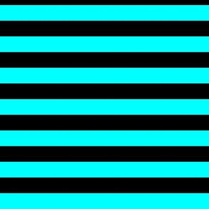 Cyan Awning Stripe Pattern Horizontal in Black