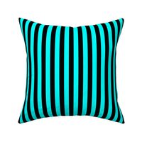 Cyan Awning Stripe Pattern Vertical in Black