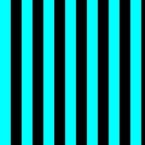 Cyan Awning Stripe Pattern Vertical in Black