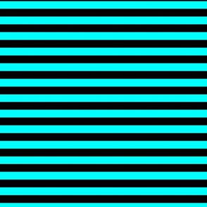 Cyan Bengal Stripe Pattern Horizontal in Black