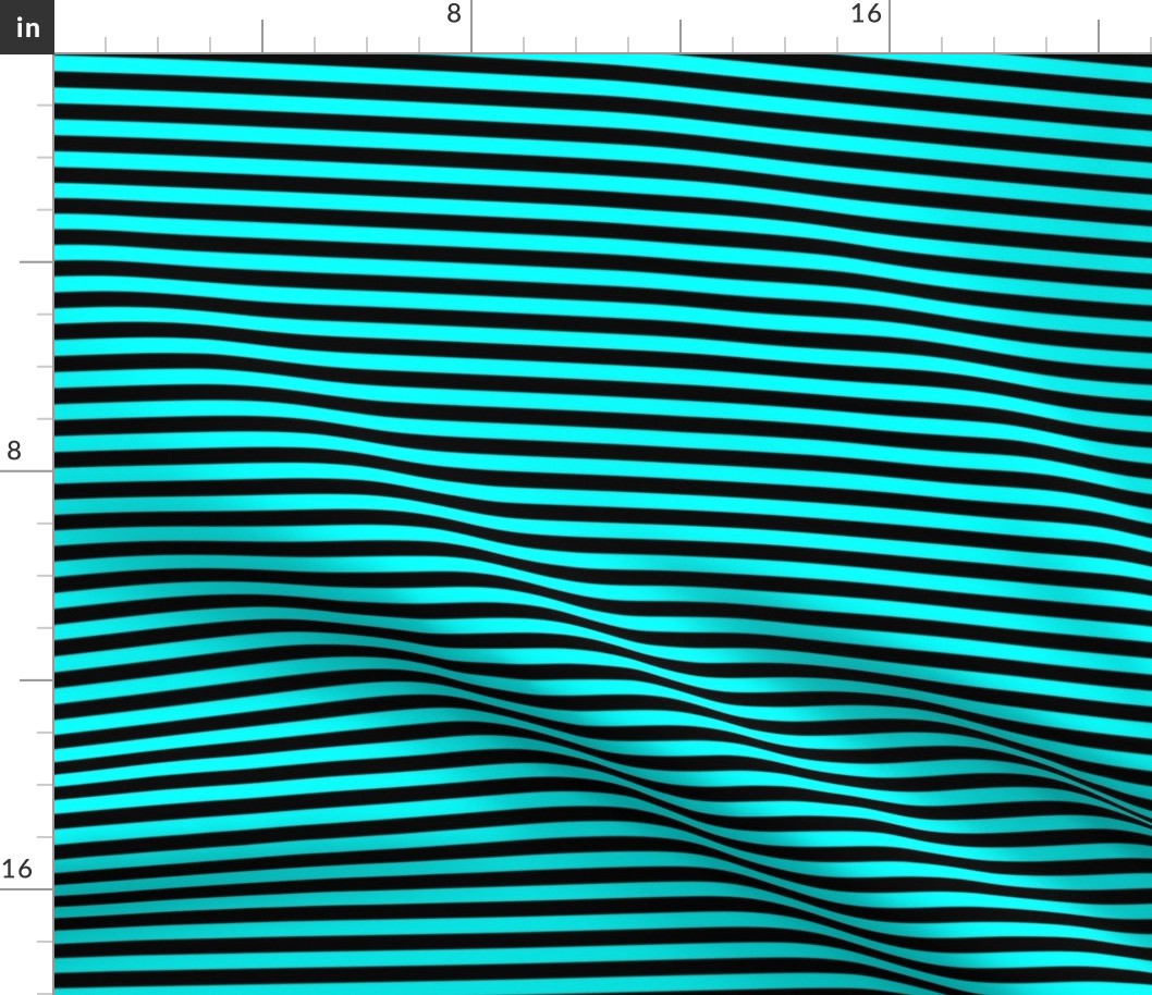 Cyan Bengal Stripe Pattern Horizontal in Black