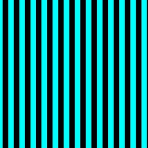 Cyan Bengal Stripe Pattern Vertical in Black