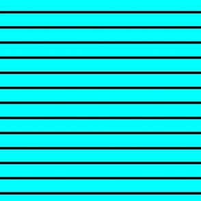 Cyan Pin Stripe Pattern Horizontal in Black