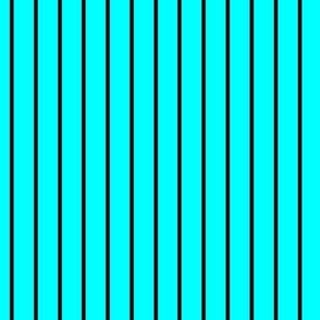 Cyan Pin Stripe Pattern Vertical in Black