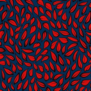 Leaves on the Wind | Red + Navy + Black