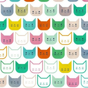 Rainbow Cats on White- Geometric Small Scale Cat- Small- Face Mask