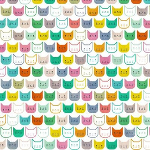 Rainbow Cats on White- Geometric Small Scale Cat- Mini- Face Mask