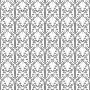 Geometric printed rays in white over grey