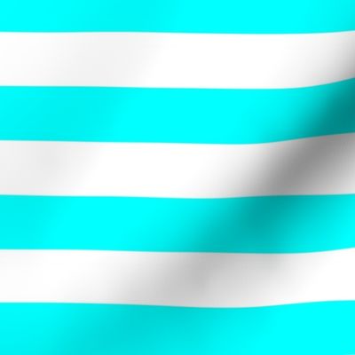 Large Cyan Awning Stripe Pattern Horizontal in White