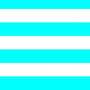 Large Cyan Awning Stripe Pattern Horizontal in White