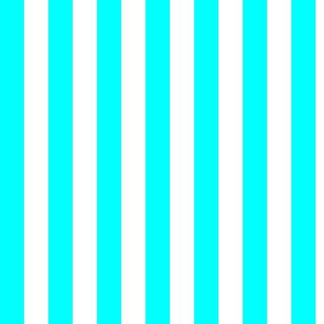 Cyan Awning Stripe Pattern Vertical in White