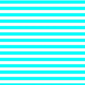 Cyan Bengal Stripe Pattern Horizontal in White