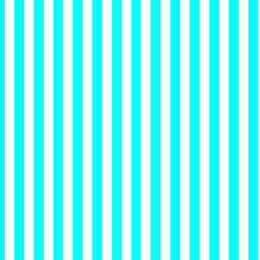 Cyan Bengal Stripe Pattern Vertical in White