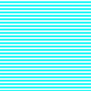 Small Cyan Bengal Stripe Pattern Horizontal in White