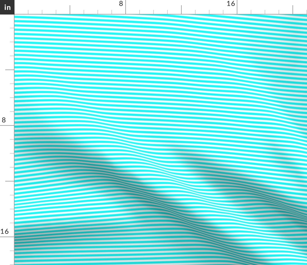 Small Cyan Bengal Stripe Pattern Horizontal in White