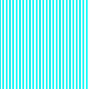 Small Cyan Bengal Stripe Pattern Vertical in White