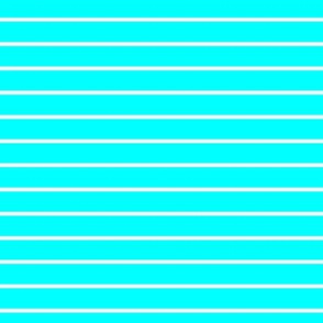 Cyan Pin Stripe Pattern Horizontal in White