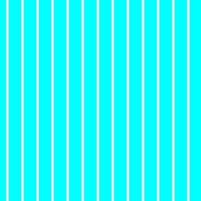 Cyan Pin Stripe Pattern Vertical in White