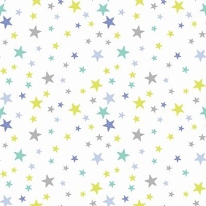 278 $ -  Starry night in lime green, purple and blue – Sweet little stars in the sky, perfect for nursery accessories, kids decor, baby wraps, swaddles, kids bed linen, nursery bed linen, nursery accessories, baby bed linen, baby accessories