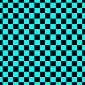 Checker Pattern - Cyan and Black