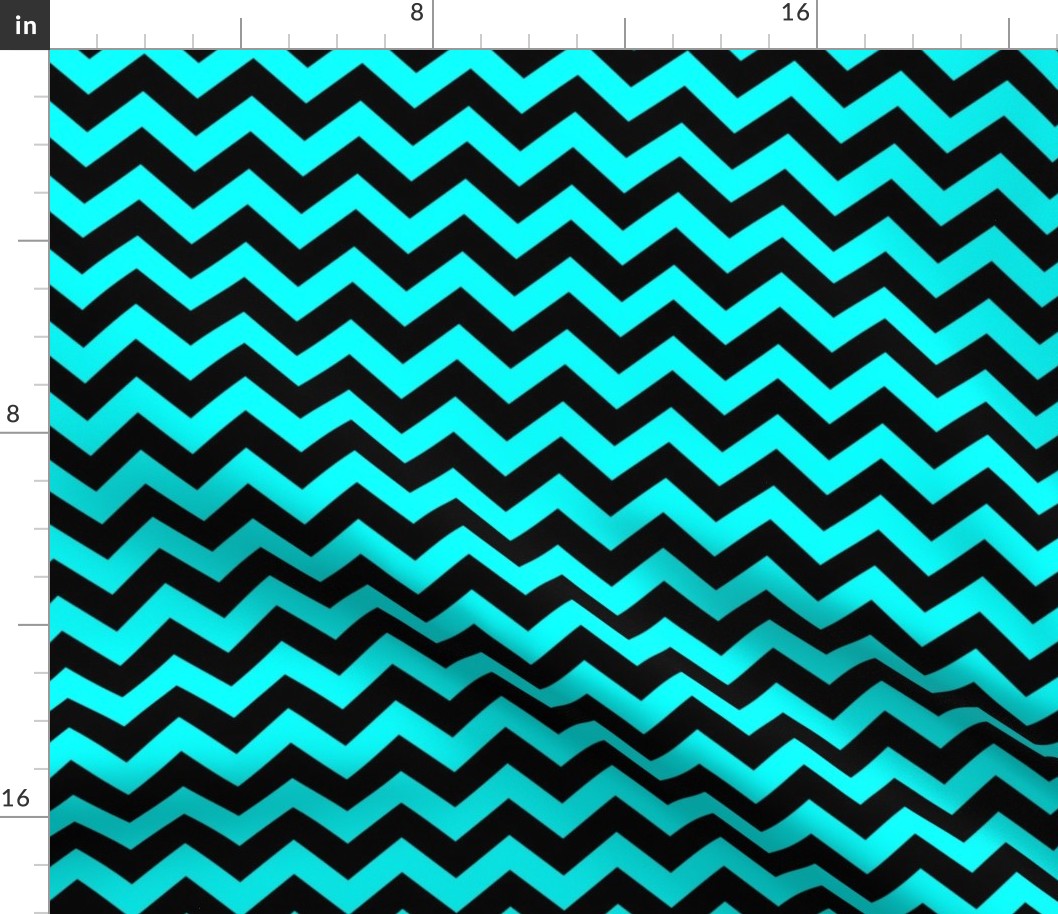 Chevron Pattern - Cyan and Black