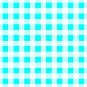 Gingham Pattern - Cyan and White