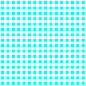 Small Gingham Pattern - Cyan and White