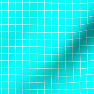 Grid Pattern - Cyan and White