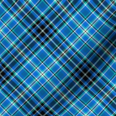 Soothing Blue and Turquoise Plaid 45 degree angle