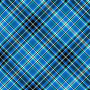 Soothing Blue and Turquoise Plaid 45 degree angle