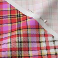 Hot Pink Red and Peach Plaid 45 Degree Angle