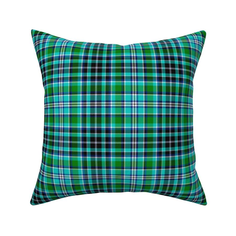 Sea Green Turquoise Plaid with dash of Royal Blue