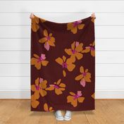 Bold Floral Orange on Burgundy