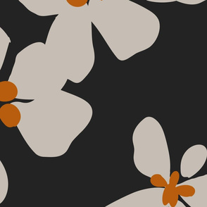 Bold Floral Natural on Charcoal