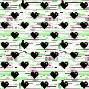 Glitchy Hearts White Extra small scale