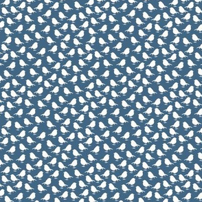 Micro Birds - high density - white on pigeon blue 