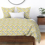 ikat inspired irregular geometry yellow and grey