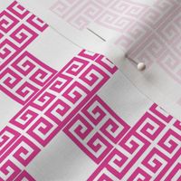   greek key puzzle - hot pink & white