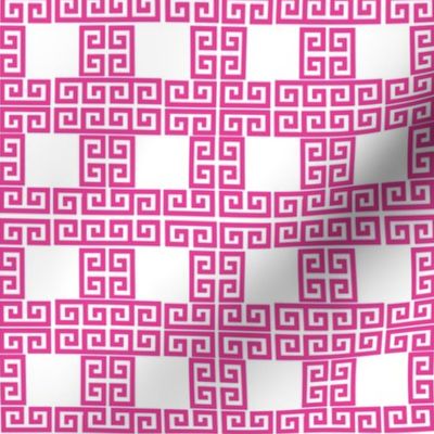   greek key puzzle - hot pink & white