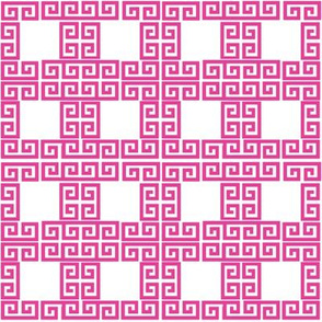   greek key puzzle - hot pink & white