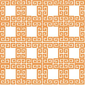   greek key puzzle - tangerine  & white