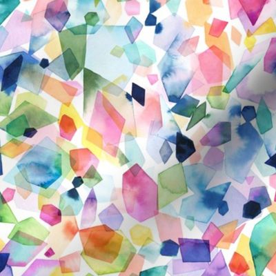 Colorful geometric crystals Watercolor Rainbow Small 
