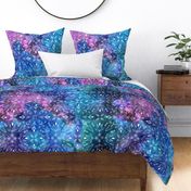 large scale - mystical space universe - teals, pinks, navys - colorwash