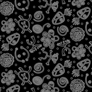 Taino Symbols - black and gray 