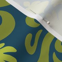 Modern Botanical Damask - blue and green