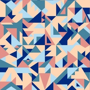 Endless triangles  - multicolored  geometric pattern- 10" repeat