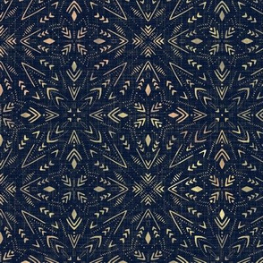small scale - mystical space universe -coppery bits on navy